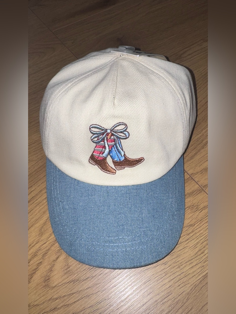 No Boundaries Cream and Blue Kids Cowboy Boots Baseball Cap